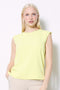 Model wearing UP! Vegan Silk T-Shirt in Lime, front view.