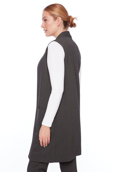 Women's Checker Jacquard Duster Vest side view