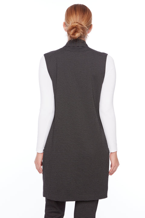 Women's Checker Jacquard Duster Vest back view