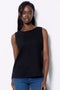 Women's Linen Sleeveless Top in Black front view