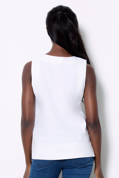 Women's Linen Sleeveless Top back view