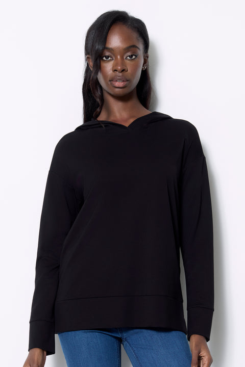 Women's Solid Light Ponte Hoodie front view