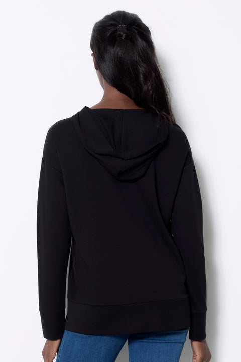 Women's Solid Light Ponte Hoodie back view