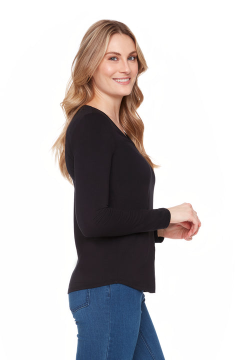 Women's Provence Long-Sleeve V-Neck Top side view