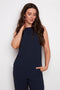 Model wearing UP! Air Flow Tank in Navy, front view..