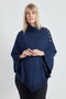 Woman wearing the Butter Cape in Harbor Blue