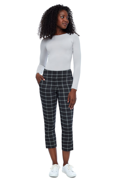 Women's Lanark Slim Cropped Pant windowpane plaid front
