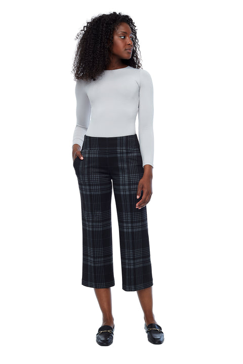 Women's Dorset Plaid Ponte Cropped Pant front view