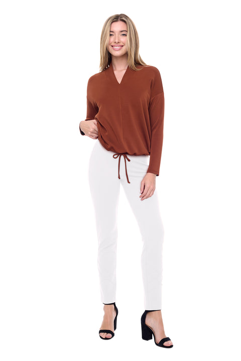 Women's Ponte Slim Cross-Stitch Pintuck Ankle Pant front view