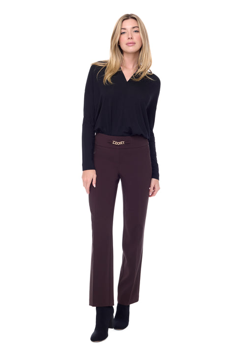 Women's Solid Palermo Chain Belt Pant front view