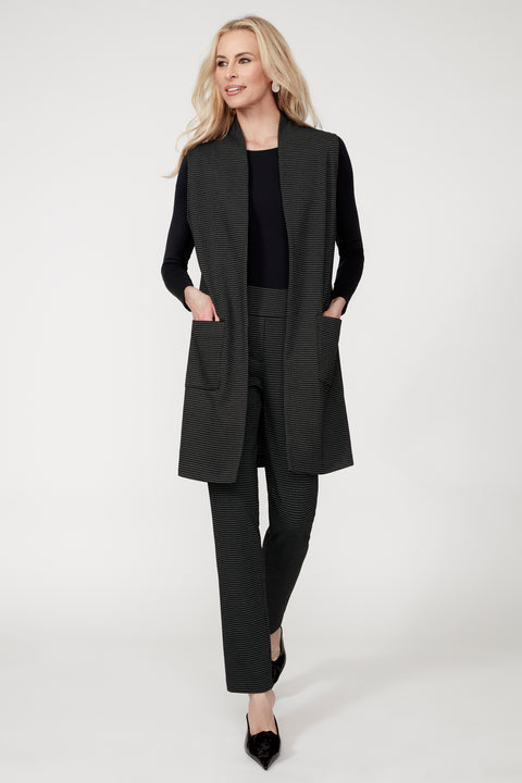 Women's Checker Jacquard Duster Vest front view