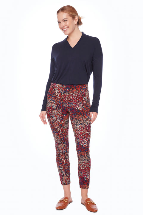 Women's Cranberry Petal-Slit Techno Ankle Pant front view