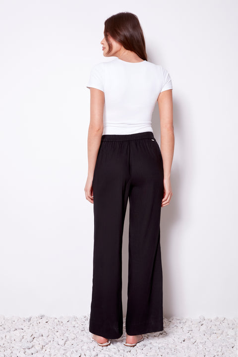 Women's Linen Wide Leg Pant back view