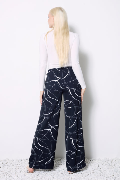 Women's Marble Vegan Silk Wide-Leg Pant back view