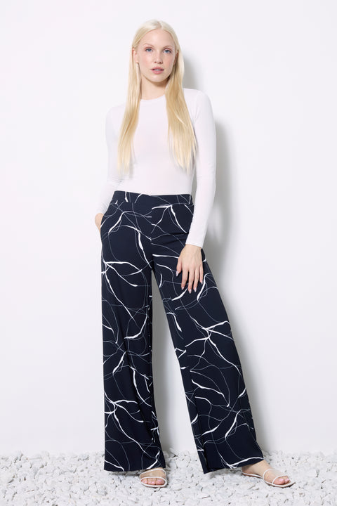 Women's Marble Vegan Silk Wide-Leg Pant front view
