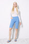 Model wearing UP! Linen Effect Techno Short in Sky, front view.