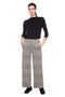 Women's Beige Plaid Knit Wide-Leg Full-Length Pant front view
