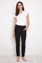 Model wearing UP! Vegan Silk Jogger in Black, front view