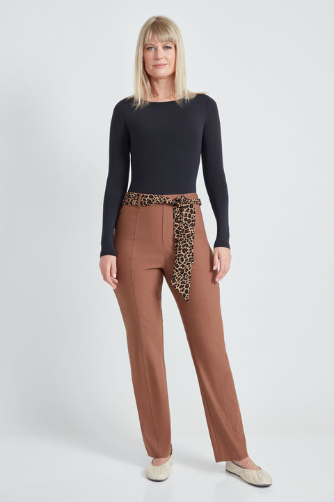 Armani Tie Sash Straight-Leg Pant