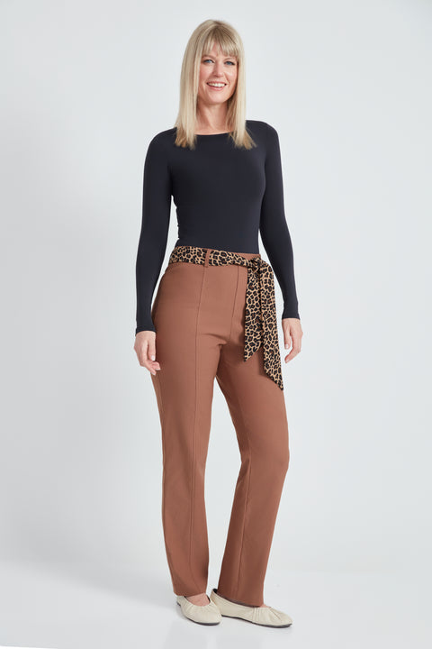 Armani Tie Sash Straight-Leg Pant