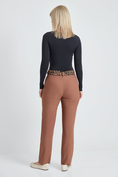 Armani Tie Sash Straight-Leg Pant