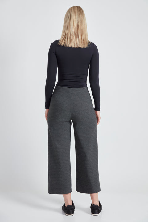 Back view of the Armani Rye Plaid Gaucho cropped wide-leg pant
