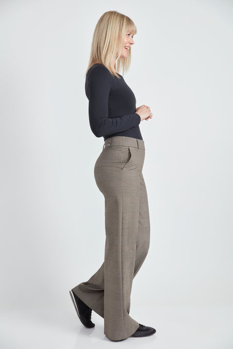Side view of the Ponte Chester Plaid Wide Leg Pant.