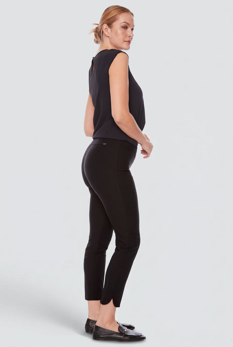 Woman wearing the Armani Petal Vent Slim Pant in Black, side view