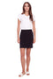 Model wearing UP! Techno Core Petal Slit Skort in Black, front view.
