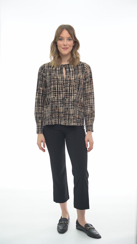 Women's Wicker Crepe Keyhole Long-Sleeve Top fit and movement video