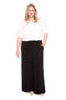 Model wearing vegan silk 261101_WideLeg_Black_Front, sizes 1X–3X.
