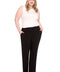 Model wearing ponte 261104_Bootcut_Black_Front, sizes 1X–3X.