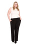 Model wearing ponte 261104_Bootcut_Black_Front, sizes 1X–3X.