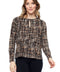 Women's Wicker Crepe Keyhole Long-Sleeve Top front view