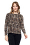 Women's Wicker Crepe Keyhole Long-Sleeve Top front view