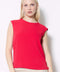 Model wearing UP! Vegan Silk T-Shirt in Dahlia, front view.