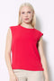 Model wearing UP! Vegan Silk T-Shirt in Dahlia, front view.