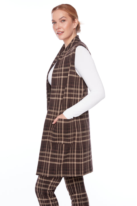 Women's Mayfair Plaid Jacquard Duster Vest side view