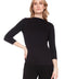UP! PANTS 30470 Black Provence Midi Sleeve Top – slim fit, high neckline, and mid-length sleeves.