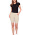 Model wearing UP! Classic Short in Sand, front view.