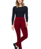 Women's Vented Ponte Slim Ankle Pant in Cabernet front view