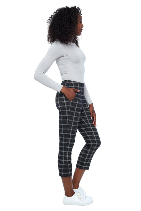 Women's Lanark Slim Cropped Pant windowpane plaid side