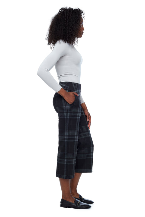 Women's Dorset Plaid Ponte Cropped Pant side view