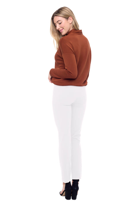 Women's Ponte Slim Cross-Stitch Pintuck Ankle Pant back view