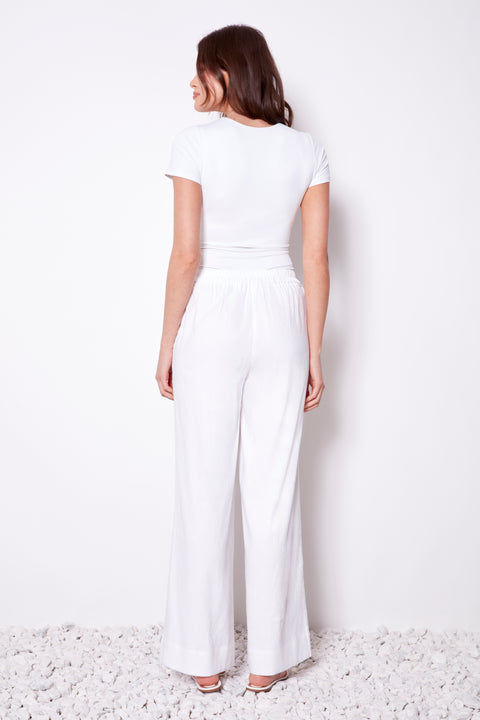 Women's Linen Wide Leg Pant back view