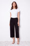 Women's Linen Wide Leg Crop Pant front view in Black
