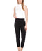 Women's Black Textured Techno Petal-Slit Ankle Pant front view