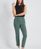 Woman wearing the French Terry Raw Edge Slim Cargo Pant in Ivy Green.