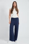 Woman wearing the Provence Wide-Leg Pant in Harbor Blue.
