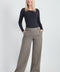 Woman wearing the Ponte Chester Plaid Wide Leg Pant, front view.